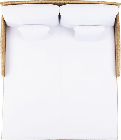 SAFAVIEH Outdoor Collection Cadeo Natural/White Cushion Daybed PAT7500D