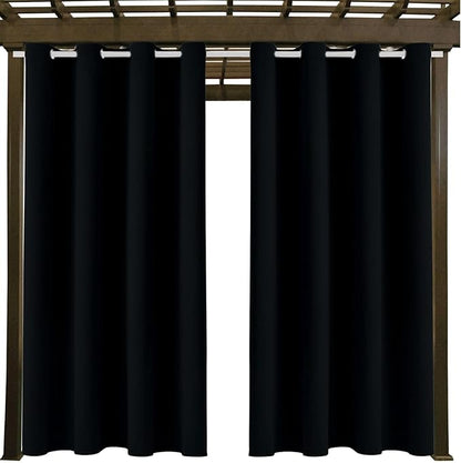 Outdoor Indoor Curtains W52 x L72 for Patio - Weather-resistant Window Panels Privacy Protect Grommet Top Thermal Insulated Home Curtain for Porch Pergola Lawn Garden Hot Tub Area (2 Panels)