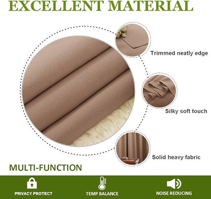 NICETOWN Outdoor Blackout Curtain for Patio Waterproof, Thermal Insulated Silver Rustproof Grommet Top Blackout Indoor Outdoor Curtain/Drape for Cabana, 1 Panel, W52 by L95, Tan