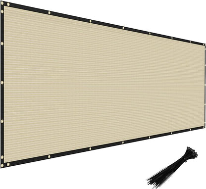 Windscreen4less Privacy Fence Screen Heavy Duty Windscreen Fencing Mesh Fabric Shade Net Cover with Brass Grommtes for Outdoor Wall Garden Yard Pool Deck, 6'x197' Beige