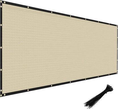 Windscreen4less Privacy Fence Screen Heavy Duty Windscreen Fencing Mesh Fabric Shade Net Cover with Brass Grommtes for Outdoor Wall Garden Yard Pool Deck, 6'x19' Beige