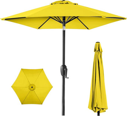 Best Choice Products 7.5ft Heavy-Duty Round Outdoor Market Table Patio Umbrella w/Steel Pole, Push Button Tilt, Easy Crank Lift - Yellow