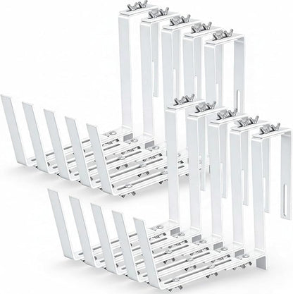 Layhit 10 Pcs Adjustable Planter Box Brackets Universal Heavy Duty Flower Box Brackets Window Iron Railing Planter Holder for Balcony Fence Pergola Patio Garden Windowsill, 6-12.5 Inch(White)