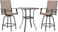 PHI VILLA 3 PCS Patio Swivel Bar Set Outdoor Furniture Bar Height Bistro Set, 2 Bar Stools and 1 Table, High Top Table and Chairs Set of 2 for Garden Porch Backyard