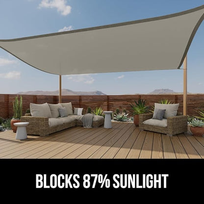 GORILLA GRIP Heavy Duty Sun Shade, UV Protection Fade Tear and Rust Resistant Rectangle Sunshade Canopy, Curved Edges Blocks Sunlight, Breathable Sail, Outdoor Patio, Lawn Garden 10x13 FT Gray