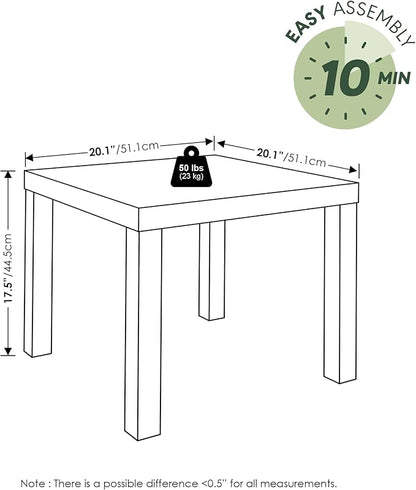 Furinno Classic Living Room Table Set of 3, Modern Rectangle Coffee Table with 2 Side Tables, End Tables, 1.65 Inch Thick Tabletop for Living Room, Home Office, White