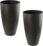 2 Packs 21 inch Tall Planter, Indoor Outdoor Round Planter for Porch, Large Plant Pot with Drainage Hole for Home Garden Front Door, Modern Decorative Pots for Plants (Dark Brown)
