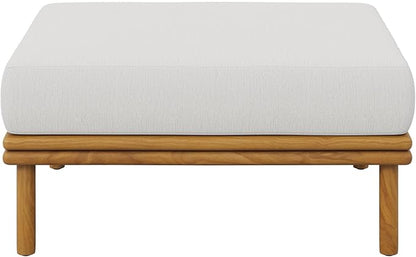 Modway Wren Teak Wood Outdoor Ottoman in Natural Sail