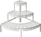 aboxoo 3 Tier Plant Stand Semi-Circular Flower Pot Organizer Rack Quarter Round Plant Display Holder Outdoor Storage Shelves Metal Corner Shelf Planter Shelving Ladder Plant Stand for Indoor