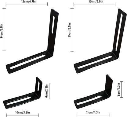 Adjustable Planter Box Brackets, Window Boxes Planters, Heavy-Duty Planters Hanging Flower Box Holders,for Mounting Railing Windowsills, Garden, Fences, and Balcony (4 Pack Black)