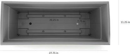 The HC Companies 28 Inch Romana Planter Box with Drainage Plug, Lightweight UV-Resistant Plastic Outdoor Planters, 1-Pack Flower Box for Garden, Patio, Balcony, and Fence, Warm Gray