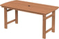 Outdoor Rectangle Dining Table, Heavy-Duty HDPE Table for 6, Weatherproof Patio Table with Umbrella Hole, Rounded Corners for Safety, Teak