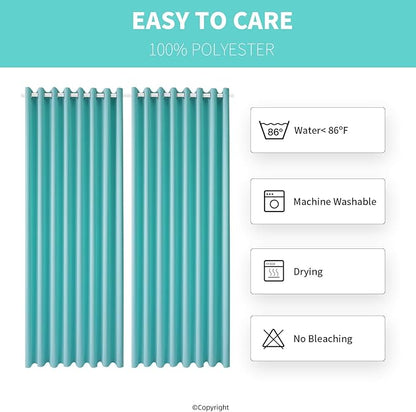 Waterproof Outdoor Curtain W105 x L108 - Grommet Top Sunlight Blocking Window Treatment Drapes Blackout Curtains for Home Bedroom Living Room Outdoor Patio Porch Pergola, Teal Blue, 2 Panels