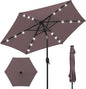 Best Choice Products 7.5ft Outdoor Solar Market Table Patio Umbrella for Deck, Pool w/Tilt, Crank, LED Lights - Deep Taupe