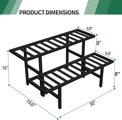 Plant Stand Indoor Outdoor, Heavy Duty Iron Pedestal Stands Metal Plant Stand for Indoor Outdoor, 2-Tier Sturdy Flower Stand Display Plant Shelf