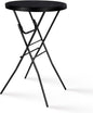 Cocktail Table 28in High Top Round Folding Indoor Outdoor, Plastic Bar Height Foldable Bistro Tall Table for Party, Patio, Dining Room, Kitchen, Events, Removable Locking Legs, Black