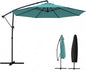 Outsunny 10 ft Offset Patio Umbrella with Cover, Round Hanging Cantilever Umbrella with 6-Position 360° Rotation, Crank Handle, Tilt, Cross Base, Heavy Duty Outdoor Umbrella for Garden