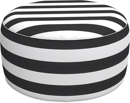 LVTXIII Inflatable Stool Ottoman Footrest with Handle, All Weather Footrest Seat, Indoor or Outdoor Pouf for Home Patio Garden and Camping Use, D31 xH14, Large Round, Cabana Black