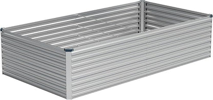 Vengarus 8x4x2FT Galvanized Raised Garden Bed Kit, Large Rectangle Elevated Planter for Vegetables, Flowers, Herbs and Succulents - 479 Gallon Capacity,Silver