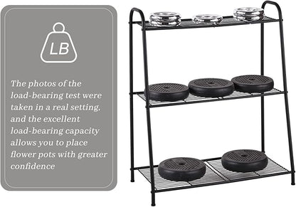 Metal Plant Stand Indoor Outdoor for Multiple Plants,3 Tier Plant Shelf,Large Heavy Duty Flower Holder Ladder Plant for Living Room, Patio, Balcony (Black)