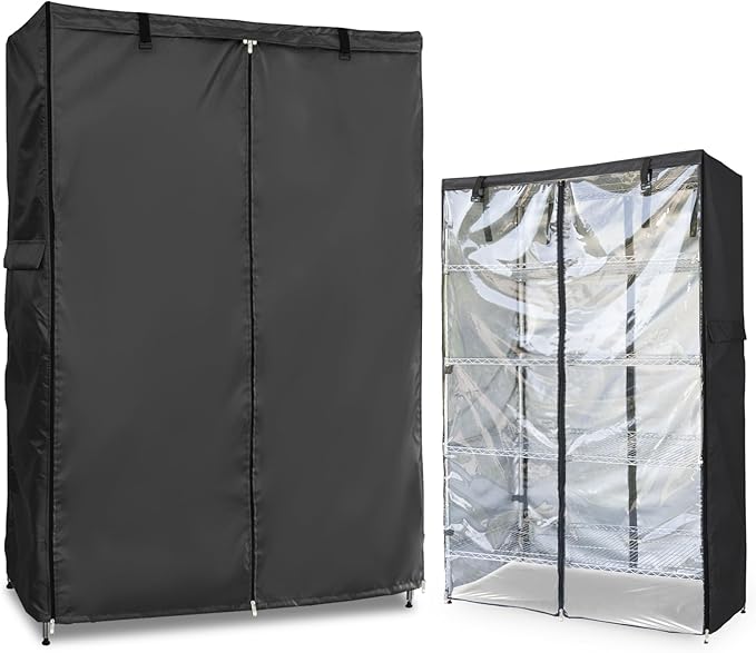 Waterproof Shelf Cover,Outdoor 600D Heavy Duty Dustproof Storage Shelves Cover,42''x18''x72'' Shelf Covers for Wire Shelving with Zippers,Storage Rack Covers with Clear Front