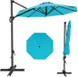 GarveeLife 10 ft Patio Umbrella Outdoor Large Cantilever Umbrella w/Base Included Market Sun Shade Windproof Offset Umbrella with 360-Degree Rotation for Garden Deck Pool Patio, Turquoise Blue
