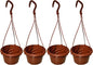 VIDELLY 4 Pieces Plastic Hanging Planters, 5.9 in Dia x 3.54 in H, Flower Plant Basket Pots Chain Holder Garden Decoration for Indoor and Outdoor Use, Red