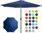 JEAREY 9FT Outdoor Patio Umbrella Outdoor Table Umbrella with Push Button Tilt and Crank, Market Umbrella 8 Sturdy Ribs UV Protection Waterproof for Garden, Deck, Backyard, Pool (Dark Blue)