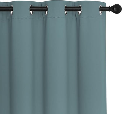 NICETOWN Blackout Sliding Glass Door Curtains, Room Darkening Thermal Insulated Curtains for Living Room Bedroom, Extra Wide Window Drapes, 1 Panel, W80 x L118, Greyish Blue