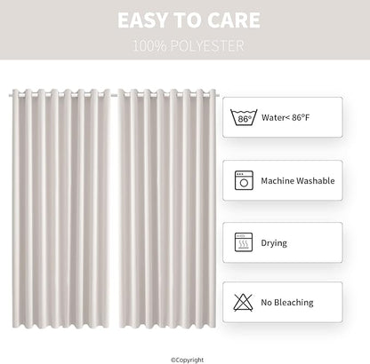 Waterproof Outdoor Curtain W105 x L95 - Grommet Top Sunlight Blocking Window Treatment Drapes Blackout Curtains for Home Bedroom Living Room Outdoor Patio Porch Pergola Cabana Gazebo (Cream)