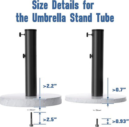 QZER Umbrella Pole Mount Stand Tube, Universal Umbrella Stainless Steel Tube Base Replacement Parts,Heavy Duty Umbrella Base Stake Holder,Umbrella Base Holder Tube Bracket for Garden Backyard Balcony