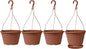 VIDELLY 4 Pcs Hanging Planters for Indoor Plants,10" Large Plastic Hanging Basket with Drainage Trays & Chain Holder for Outdoor Indoor Plants Garden Balcony Decoration, Brown