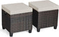 Tangkula 2 Pieces Outdoor Patio Ottoman, All Weather Rattan Wicker Ottoman Seat, Patio Rattan Furniture, Outdoor Footstool Footrest Seat w/Removable Cushions