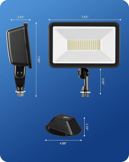 EDISHINE 10000LM LED Flood Light Outdoor,2 Pack 73W Outdoor Security Light, 5000K Daylight White, IP65 Waterproof Flood Lights for Garage, Backyard, Patio, Garden, Porch, Stair