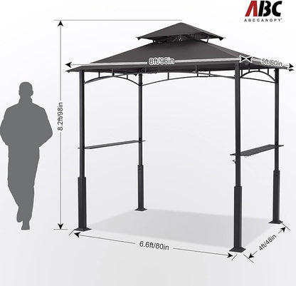 ABCCANOPY 8x5 Grill Gazebo - Outdoor BBQ Canopy Shelter with Led Light for Patio Backyard Grilling (Dark Gray)