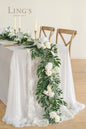 Artificial Flower Garland, 6 Ft Eucalyptus and Rose Ivory White Wedding Decor