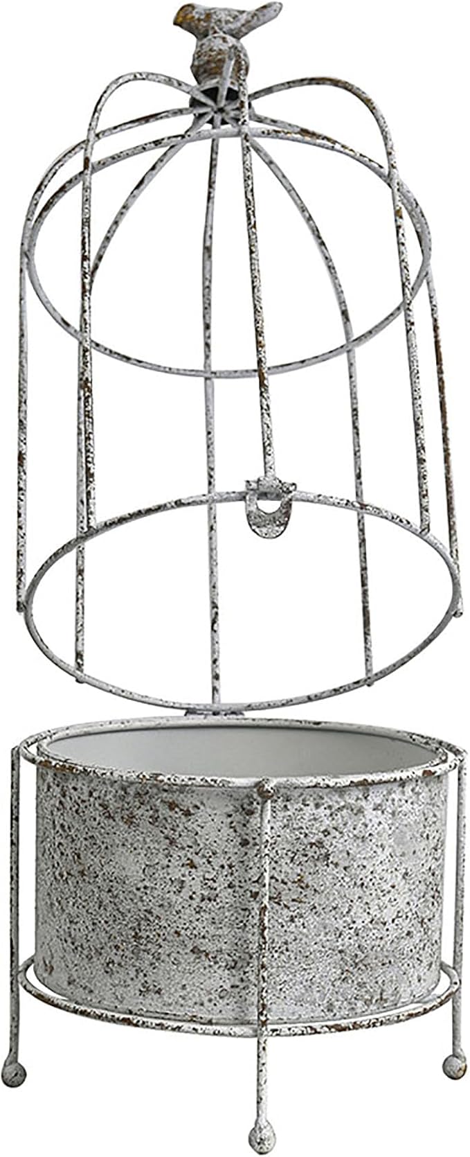 Planter Metal Birdcage Stand in White, 21.7 Inches Tall