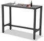 Outdoor Bar Table, Patio Console Pub Height Tables with Powder Coated Steel Frame, Weather Resistant Waterproof Top for Hot Tub, Balcony, Garden, Yard, Poolside (Grey, 55" Bar Table)