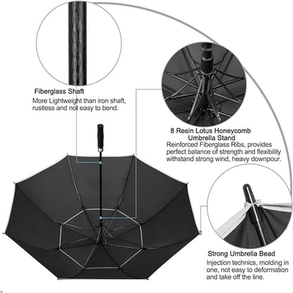 G4Free 47/54/62/68/72 Inch Automatic Open Golf Umbrella Oversize Extra Large Double Canopy Vented Windproof Waterproof Stick Umbrellas