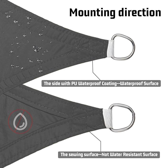 LOVE STORY Right Triangle 10'x18'x20.6' Waterproof Sun Shade Sail Canopy UV Block for Outdoor Patio Backyard Carport,Dark Grey(We Make Custom Size)