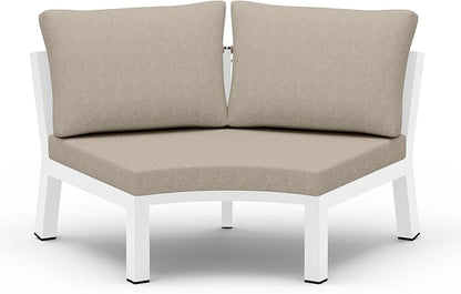 Outdoor Patio Sectional Modular Sofa, Aluminum 1 Piece Curved Patio Couch with Washable Cushions, All Weather PE Rope Sofa for Backyard,Porch, Deck, Poolsid, White