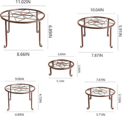5 Pack Metal Plant Stands for Multiple Plant,Heavy Duty Flower Pot Stands for Outdoor Indoor Plants,Rustproof Iron Round Pot Shelf for Planter