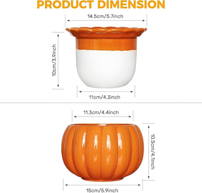 BUYMAX African Violet Pots, Halloween Pumpkin Plant Pots Ceramic Easy Self Watering Plant Pot for Busy Plant Lovers, Automatically Absorb Appropriate Amount of Water, Flower Pot Indoor