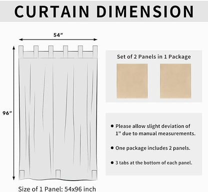 Easy-Going Outdoor Patio Curtains Detachable Tab Top Windproof Weatherproof Curtain for Cabana, Porch, Pergola and Gazebo, Tab Bottom Drape, 2 Panels, 54W x 96L inch, Beige