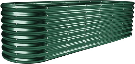 Land Guard 8×2×2ft Galvanized Raised Garden Bed Kit, Raised Garden Boxes Outdoor, Oval Metal Raised Garden Beds for Vegetables, Forest Green