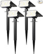 HGGH Solar Lights Outdoor Waterproof IP67, 60 LED 3 Lighting Modes Solar Spot Lights Outdoor for Yard Garden Pathway Landscape, Auto On/Off, Function 2 in 1(Cool White, 4 Pack)