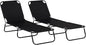 Outsunny 2 Piece Folding Chaise Lounge Pool Chairs, Outdoor Sun Tanning Chairs with 5-Level Reclining Back, Steel Frame for Beach, Yard, Patio, Black