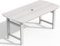 Ciokea HDPE Outdoor Dining Table with Umbrella Hole,66" Rectangle Patio Table for 6,All-Weather Outdoor Patio Furniture Set for Garden Backyard,White