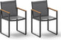 Outdoor Dining Chairs Set of 2, Aluminum Patio Dining Chiars with Textilene Mesh, 2 Piece Outdoor Chiars for Garden, Backyard, Deck (Gray-Teak)
