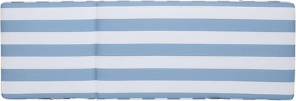 SAFAVIEH Outdoor Patio Furniture Collection - Gillian Heather Tan Rope Daybed, Baby Blue Stripe Cushion, Coastal Sunlounger, Fully Assembled (PAT7527U)